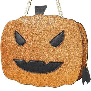 NWT Glitter Pumpkin 🎃 Purse w/Black Bat Purse Charm